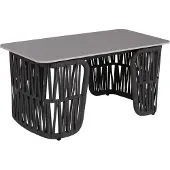 Mendler Loungetisch MCW-P90, Gartentisch Balkontisch Outdoor, Seilgeflecht Rope Sinterstein 43x90x45cm anthrazit, Platte grau
