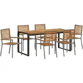 vidaXL Garten Essgruppe 7 Stk. Grau und Braun Poly-Rattan