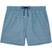 Hom Boxer-Badehose Beach Boxer Cappuccino in blue print | Gr.: S
