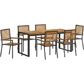 vidaXL Garten Essgruppe 7 Stk. Schwarz und Braun Poly-Rattan