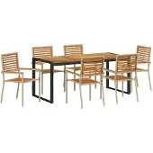 vidaXL Garten Essgruppe 7 Stk. Beige und Braun Poly-Rattan