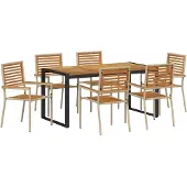 vidaXL Garten Essgruppe 7 Stk. Beige und Braun Poly-Rattan
