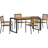 vidaXL Garten Essgruppe 5 Stk. Schwarz und Braun Poly-Rattan