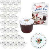 MamboCat 50er Set Sturzglas 230ml Einmachglas + TO-Deckel 82 Candyman eisblau + Heft