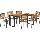 vidaXL Garten Essgruppe 7 Stk. Schwarz und Braun Poly-Rattan