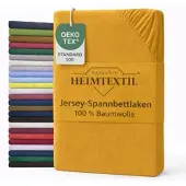 EXKLUSIV HEIMTEXTIL Jersey Spannbettlaken 90 - 100 x 200 cm Curry