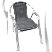 Metro Professional Bistrostuhl stapelbar mit Armlehnen Narni, Alu/Polyrattan, grau/silber