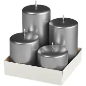 Kopschitz Kerzen Adventset Stumpenkerzen Metallic Matt Grau Ø 60 mm, 4 Stück