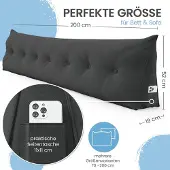 ELONEO Rückenkissen – Keilkissen fürs Bett & Sofa, abnehmbarer Bezug, praktisches Seitenfach Handy 1 St Kissen