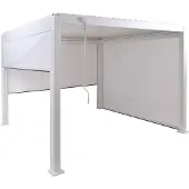 Mendler Pergola MCW-P65 mit 3x Seitenwand, Rollo Terrassenüberdachung Garten Lamellenpavillon, 10cm-Alu-Gestell 3x3m weiß