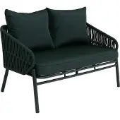 Mendler Aluminium-Gartenbank MCW-P90, Gartensofa Outdoor Sitzbank, Seilgeflecht Rope Stoff/Textil (180g/m²) grün