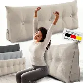 ELONEO Rückenkissen – Keilkissen fürs Bett & Sofa, abnehmbarer Bezug, praktisches Seitenfach 1 St Kissen
