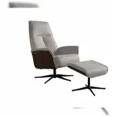 KAWOLA Relaxsessel FERREIRA Drehsessel Leder grau mit Hocker