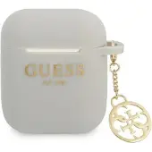 GUESS Gua2Lsc4Eg Airpods-Abdeckung Grau/Grauer Silikon-Charm 4G-Kollektion