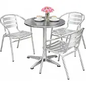 Mojawo Bistrogarnitur 4-teilig Balkonset Rund Aluminium - Edelstahl