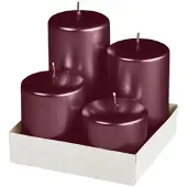 Kopschitz Kerzen Adventset Stumpenkerzen Metallic Matt Rotbraun Burgundy √ò 60 mm, 4 Stück