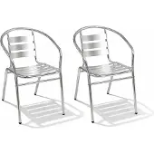 Mojawo 2 Stück stabile Aluminuim Bistrostühle Gartenstuhl stapelbar