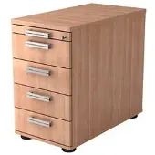 Hammerbacher Akandia Standcontainer nussbaum 5 Auszüge Stahl-Relinggriff silber 42,8 x 80,0 x 72,0 - 76,0 cm