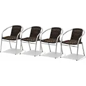 Mojawo 4 Stück Stabiler Aluminuim / Polyrattan Bistrostuhl stapelbar