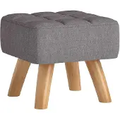 HOMCOM FUSSHOCKER Hocker Moderner Sitzhocker mit Leinenoptik, Holzbeine, Grau
