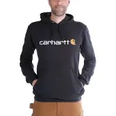 Carhartt Pullover Signature Logo Hooded Sweatshirt Men Black-S
