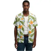 Superdry für Herren. M4011128A Hemd Hawaii grün (L), Lässig, Modal, Kurzarm