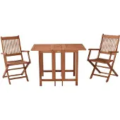 Merxx Gartenmöbel Set 3tlg., 2 Klappsessel, Klappentisch 107x65 cm - Eukalyptus