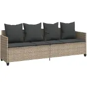 Syfax Sonnenliege mit Kissen Hellgrau Poly Rattan