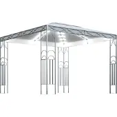 Syfax Pavillon mit LED-Lichterkette 300x300 cm Cremeweiß