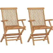 Syfax Gartenstühle 2 Stk. Klappbar Massivholz Teak