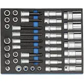 Gedore 2005 CT2-D 19L Steckschlüssel-Sortiment 1/2" in Check-Tool-Modul, 40-teilig, 2016516