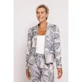 Zhrill Kurzblazer "ZHBETSY", Damen, Gr. XL, sand, Blazer Kurzblazer, grafisches Allover-Muster, tailliert