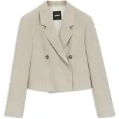 BOSS Oversized Blazer aus Fischgrät-Leinen-Mix Grösse 36