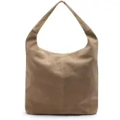 Manfield Beigefarbener Veloursleder-Shopper | Größe Onesize