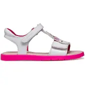 Geox Sandale "J SANDAL JOYFOOT GIR", Mädchen, Gr. 35, Synthetik, pink (weiß, pink), Lederimitat, Basic, Schuhe Sandale, Sommerschuh, Klettschuh, Größenschablone zum Download