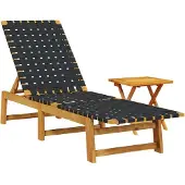 vidaXL Sonnenliege mit Tisch Schwarz Massivholz Akazie und Stoff