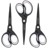 Rapesco Büroschere 1597 Titan, mit Softgrip, aus rostfreiem Edelstahl, schwarz/weiß, 20 cm, 3 Stück