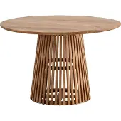 Wohnling Esszimmertisch 120x120x77 cm Akazie Massivholz Hellbraun Esstisch Modern Küchentisch Massiv mit Gittergestell Holztisch Esszimmer Rund