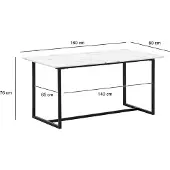 Wohnling Esszimmertisch 160x80x76 cm Küchentisch Weiß in Marmor-Optik Modern Esstisch Groß Speisetisch Rechteckig Tisch Esszimmer mit Metallbeinen