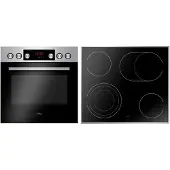 Amica EHCX 933 110 E, Herd-Set, Glaskeramik-Kochfeld, Fine Design, Edelstahl, XXL-Großbackofen,