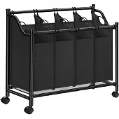Songmics Wäschesortierer 4 Fächer Schwarz B34LSF005