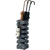 Songmics Regenschirmständer aus Metall, quadratischer Schirmständer, Wasserauffangschale herausnehmbar, mit Haken, 15,5 x 15,5 x 49 cm, Weiß LUC16W