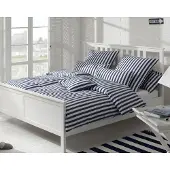 Elegante Perkal-Bettwäsche-Garnitur Lido Farbe marine Größe 200x200+2x40x80