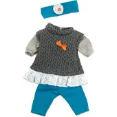 Miniland Kleiderkombi Kleid Hose Stirnband blau/grau Puppen bis 38 cm