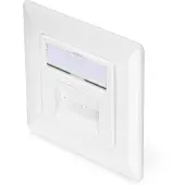 Digitus CAT 6A Klasse EA Netzwerkdose, designkompatibel, geschirmt, Unterputz, 2 x RJ-45, 1 Modul(e), 6a, 500 MΩ, Weiß, Metall