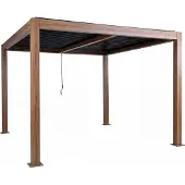 Mendler Pergola MCW-L46, Gartenpavillon Lamellen-Pavillon, 10cm-Aluminium-Gestell, Regenrinne sturmfest, 3x3m Holzoptik