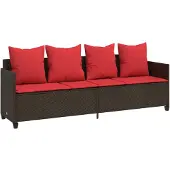vidaXL Sonnenliege mit Kissen Braun Poly Rattan