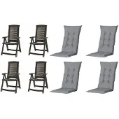 Jardin Set Klappsessel Aruba in graphit inkl. Auflagen in grau 8tlg Gartenmöbel-Set