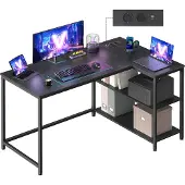Vasagle Eckschreibtisch in L Form mit Stauraum für Homeoffice ebenholzschwarz LWD132BE01