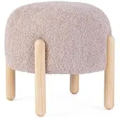 Bizzotto Hocker Dayla aus Boucle-Stoff, modern skandinavisch, altrosa, rund, Gestell natur
